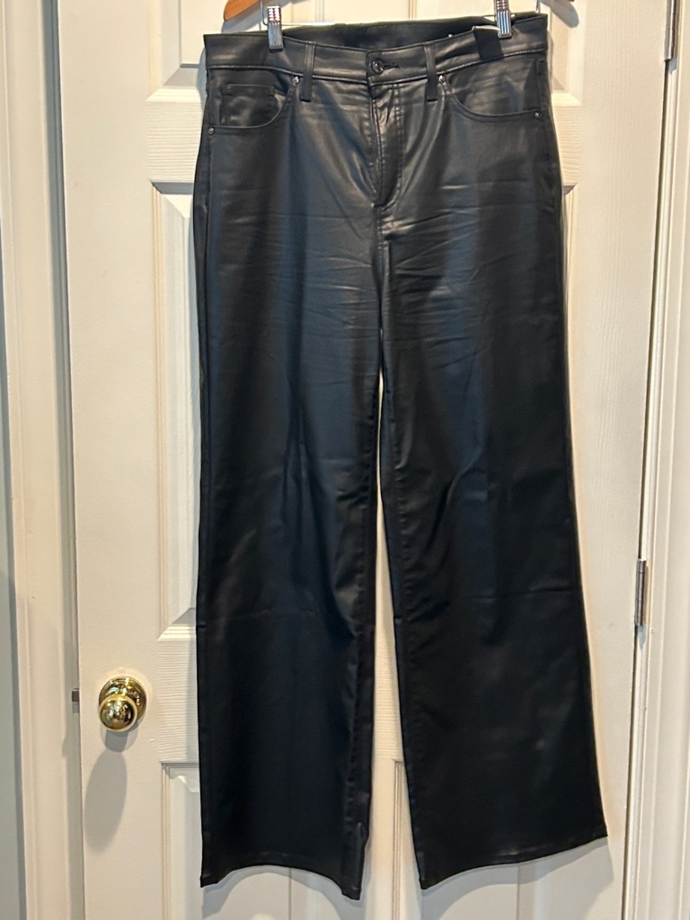 Chico's Coated Black Demim Wide Leg Pants